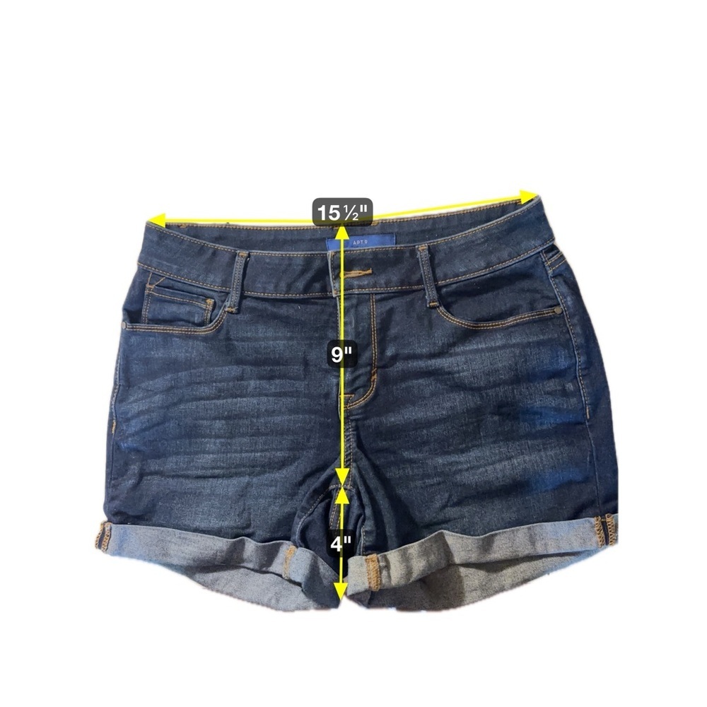 Apt. 9 Dark Blue Jean Shorts with Cuffs  -Size 10 - Picture 4 of 5